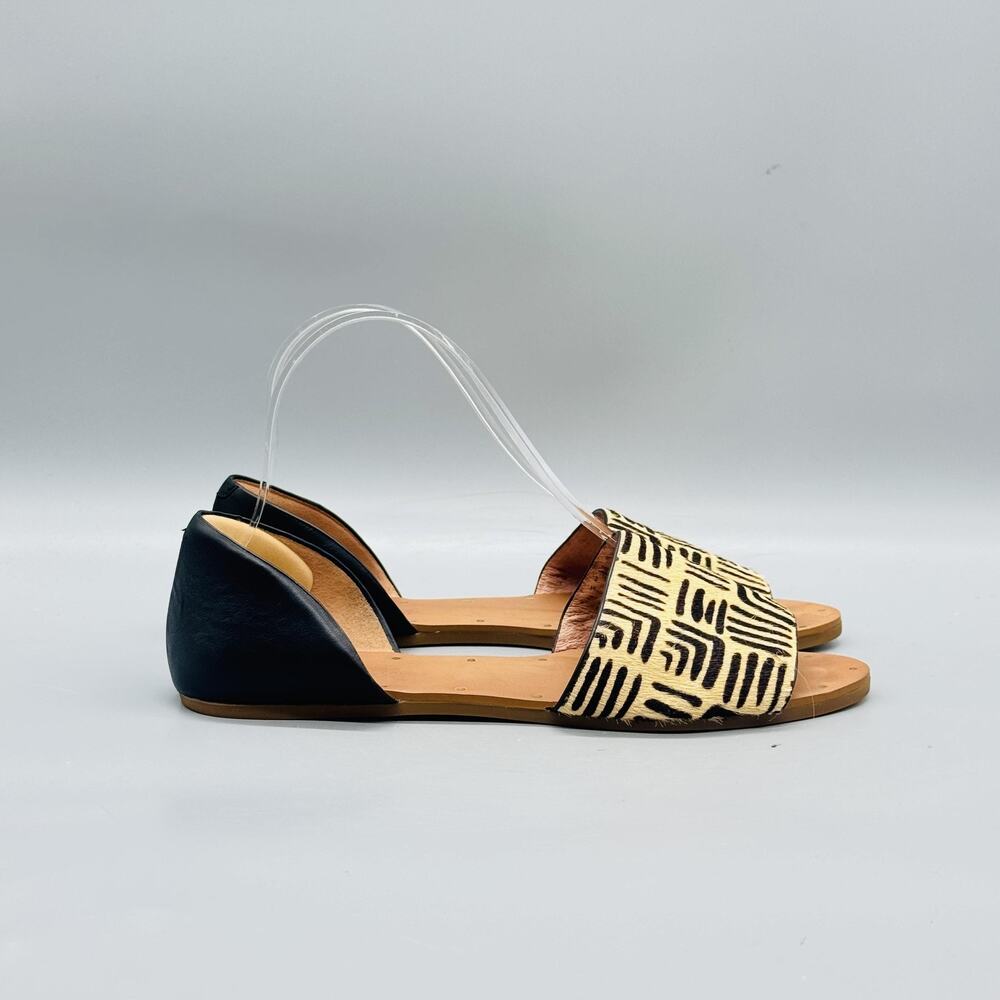 Madewell Sandals Womens 7 Beige Leather Thea Print Calf Hair Geometric D Orsay